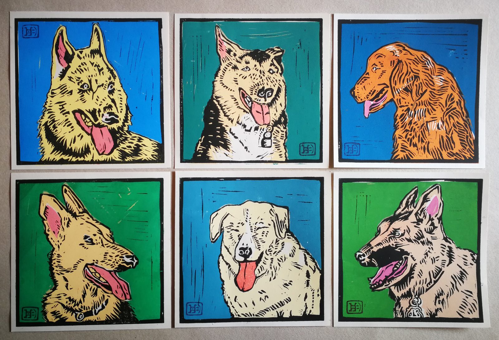honden 4 kleurendruk